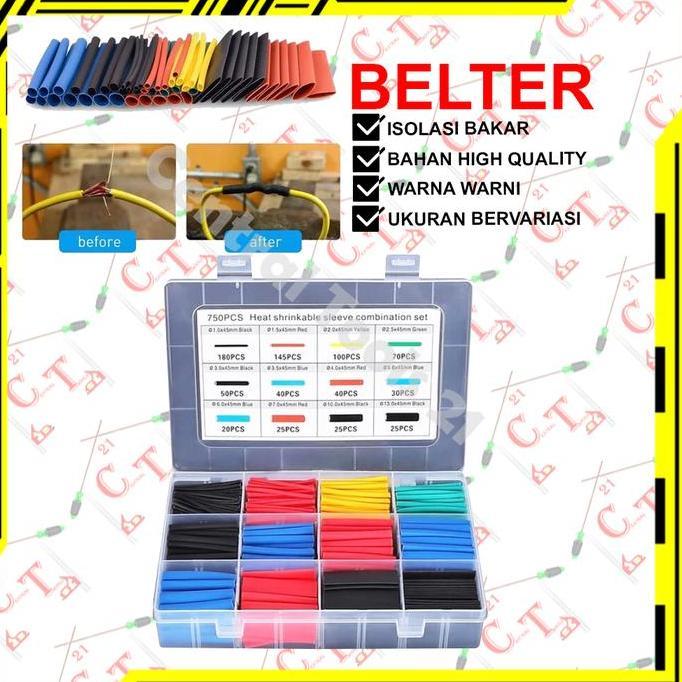 Isolasi Listrik Bakar Set 750 Pcs Heat Shrink Tube Solatip bakar Warna