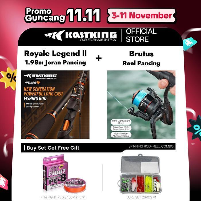 [Official] Kastking Joran Pancing 1 Set=Royale Legend Ll 1.98M Joran Pancing + Brutus 2000-5000 Reel