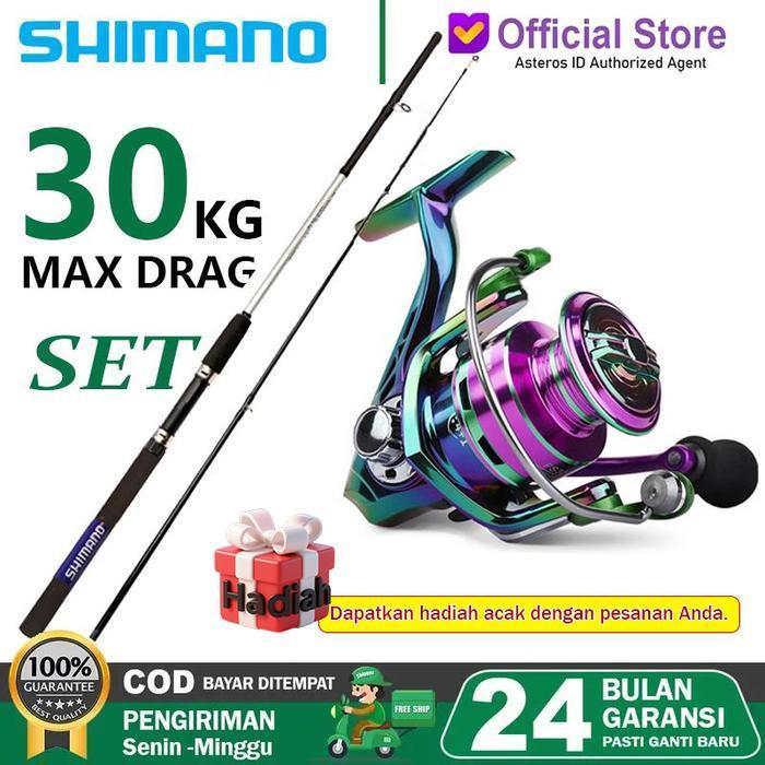 Shimano Joran Pancing Carbon 180-300Cm & Gulungan Metal Spinning Rasio Kecepatan Tinggi 5,2:1 Cocok 