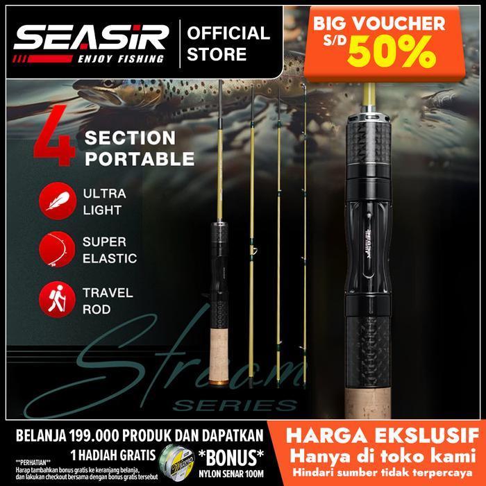 Seasir Silent Stream Ejection Bfs 4 Sections Fihsing Rods Carbon Fiber Travel Rod Z-Type Guide Rings