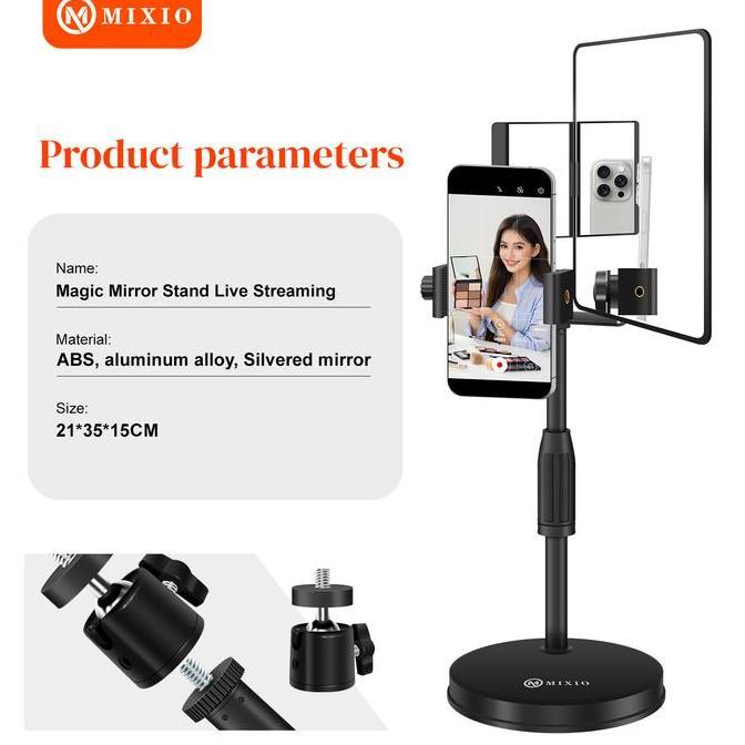 Mixio S100 Magic Mirror Stand Live Streaming / Kaca Berdiri / Cermin untuk Live dengan Kamera Belaka