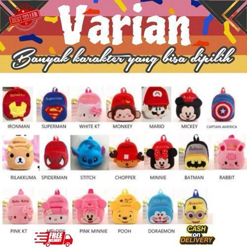 New Ransel Anak Karakter Bahan Lembut 2 Resleting/Ransel Tk/Ransel Playgroup/Ransel Balita/Tas Spide