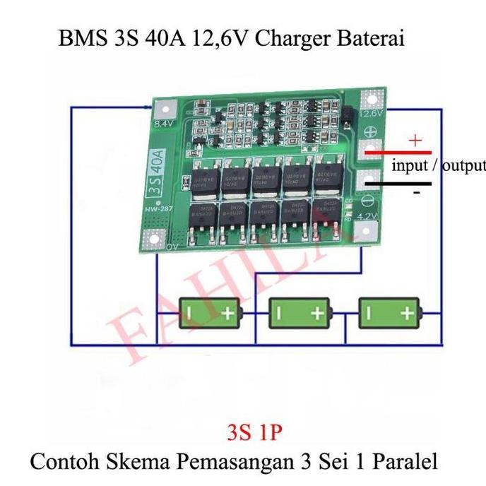 New- BMS 3S 40A Balance Enhaced 12,6v Charger Baterai Lithium-ion