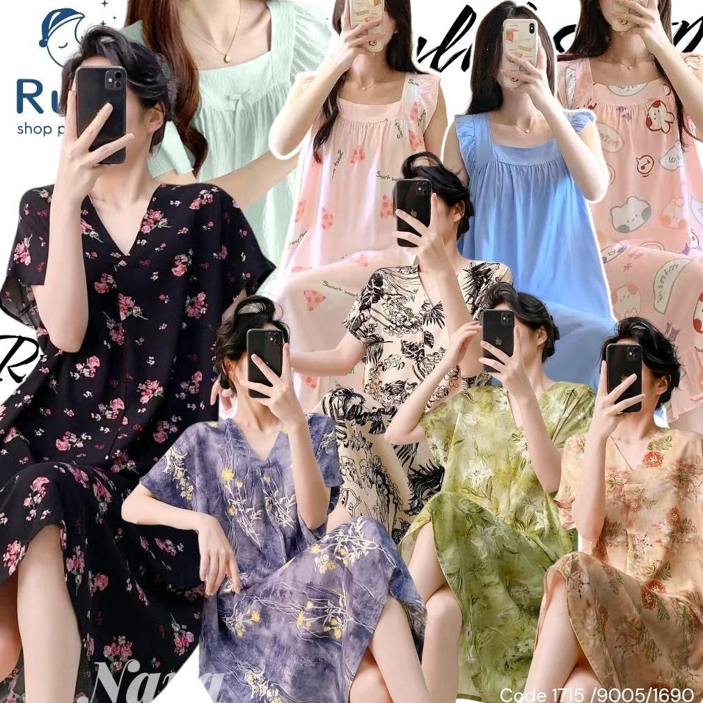 Laran Fashion Stor3 RULIF Daster Rayon tanpa lengan/Dress Rayon Allsize wanita/Daster Kensi Motif Bu