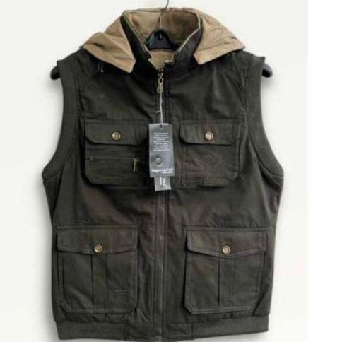 Rompi pria bolak balik import pakai topi size XL-6XL/Rompi katun bolak balik/rompi kanvas import pri