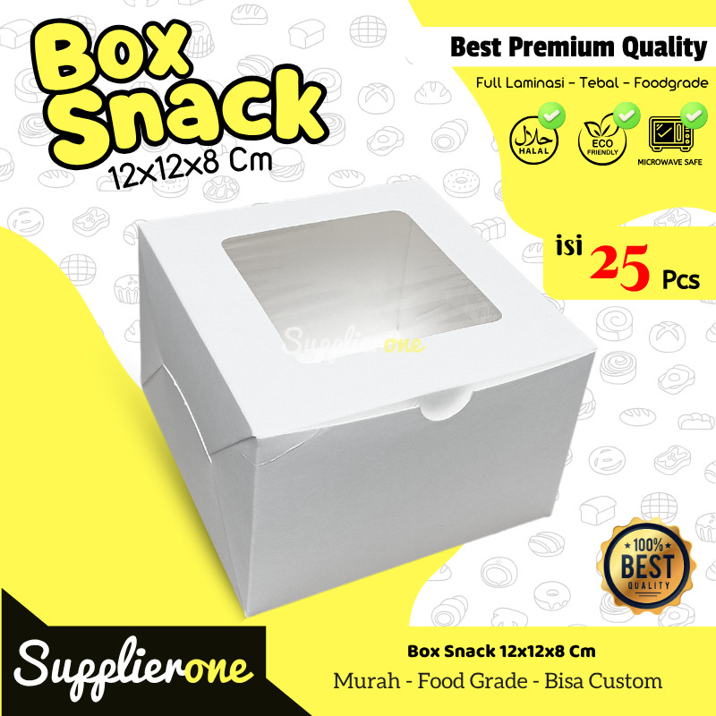 Box 12x12x8 Ivory isi 25 / Box Snack / Dus Mini Cake / Dus Korean Cake / Dus Chiffon /  Box Pancake