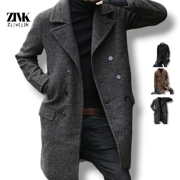 ZIVK Winter Overcoat Jacket Wool Import Mantel Musim Dingin Pria Tebal Panjang - Zildano