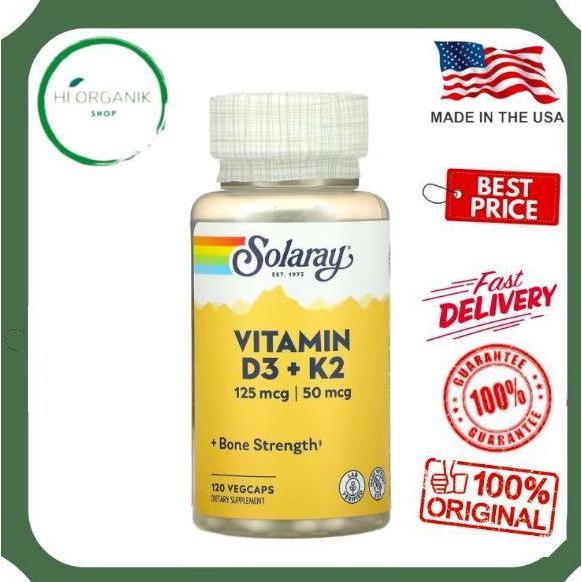 Solaray Vitamin D3 + K2 Soy Free 5000 Iu 120 Vegcaps Original