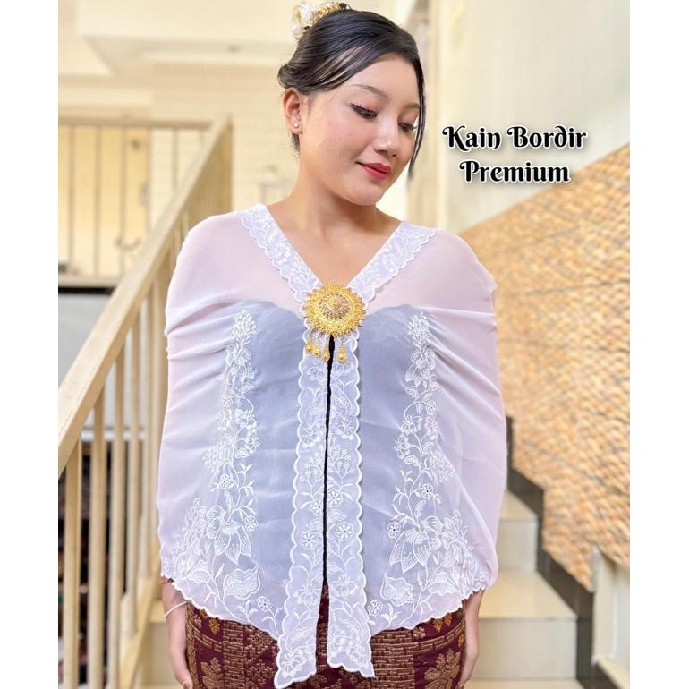[ anomancollection ] BAHAN KAIN KEBAYA BALI BORDIR PREMIUM SUTRA CREFF SPECIAL PUTIH | BAHAN KEBAYA 