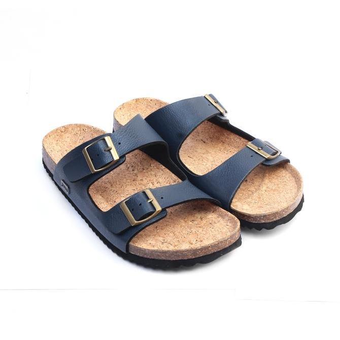 Zuma Men Luca 4 Navy, Sandal Slop Pria Karet Slip On Polos, Navy