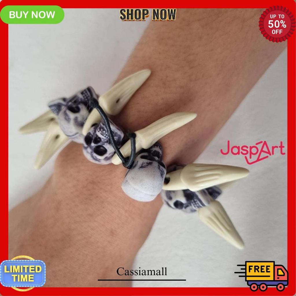 Gelang Tangan Aksen Kepala Tengkorak Gelang Tengkorak Taring Gelang Halloween Gelang Unik Termurah B