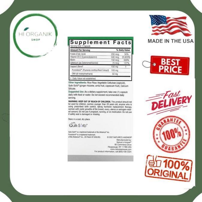 Nature'S Answer Pueraria Mirifica 150 Mg 60 Vegetarian Capsules Menopause Support Original