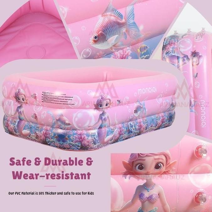 QUANXI 120cm 150cm 180cm Kolam Renang Anak Jumbo 3Rings Kolam Renang Keluarga Tiup Besar Family Infl