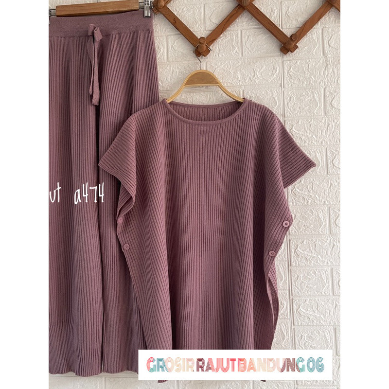 ONESET VEST RAJUT KALONG SETELAN CELANA RAJUT KULOT