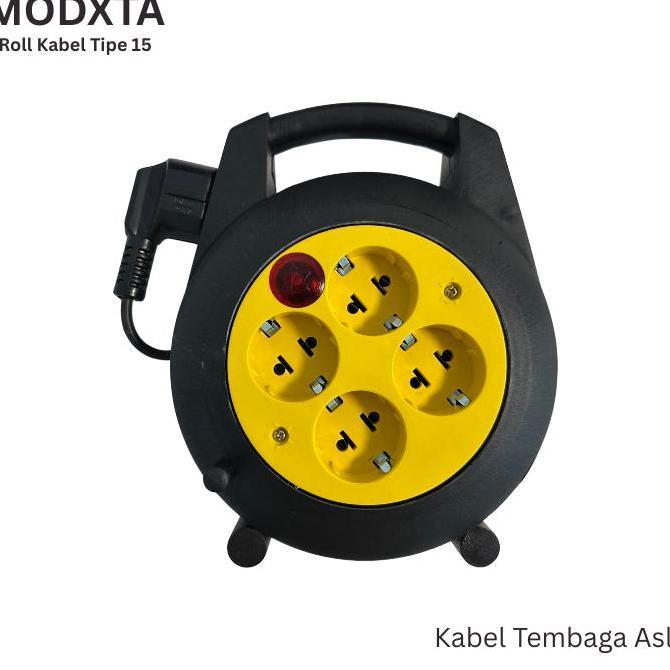 Modxta Roll Kabel Tipe 15 Kabel Roll Panjang 10 Meter dengan Lampu Indikator & Stop Listrik Rolan Ku