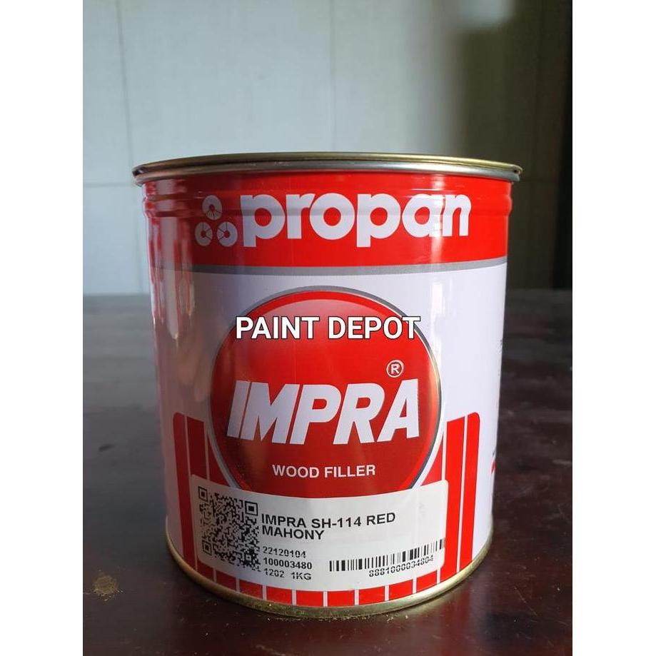 Premium IMPRA SH 114 WOOD FILLER / DEMPUL KAYU BROWN KJ RED MAHONY 1KG / 1 KG - impra n ultran Promo