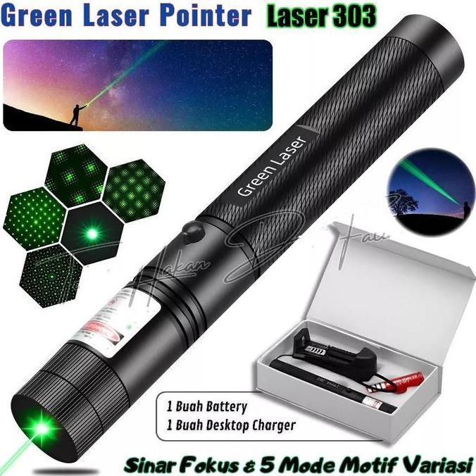 Laser Hijau 303 Green Laser Pointer Jarak Jauh Baterai Charge