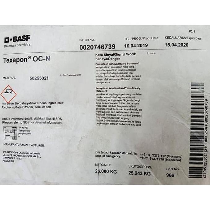 Texapon Needle - Texapon Ocn- Sls - Biang Busa (Bubuk Mesis) Basf 1 Kg