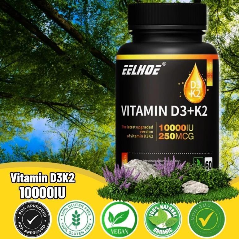 (Promo) Eelhoe Usa Vit D3+K2 10000 Iu 250Mcg - 60 Kapsul D3K2 10000Iu Original