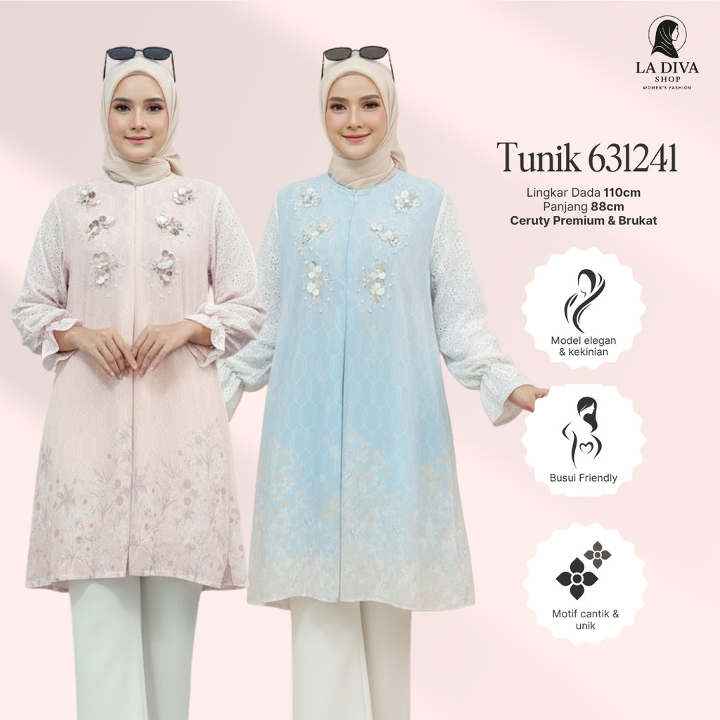 La Diva - Amora Tunik Elegan Payet Kombinasi Brukat Busui Adem Fit to XL - EXTU HERITAGE 631241, 631