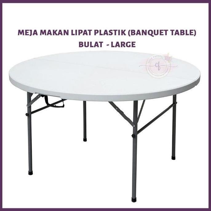 #####] Meja Makan Lipat Plastik Serbaguna Persegi Panjang Bulat 150cm 180cm