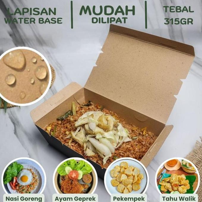 New- paper lunch box kotak makan kertas 315 gr tanpa rakit hitam size M