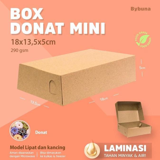 New- DUS BOX DONAT MINI KRAFT LAMINASI BOX DIMSUM BOX MIE KOTAK MAKANAN