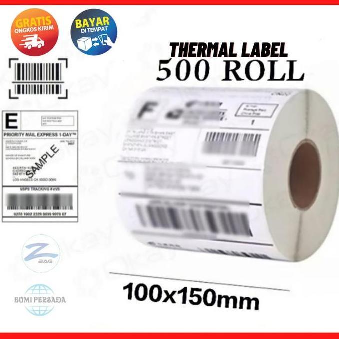 KERTAS LABEL THERMAL 100X150 KERTAS STICKER PRINTER BARCODE A6 PCS