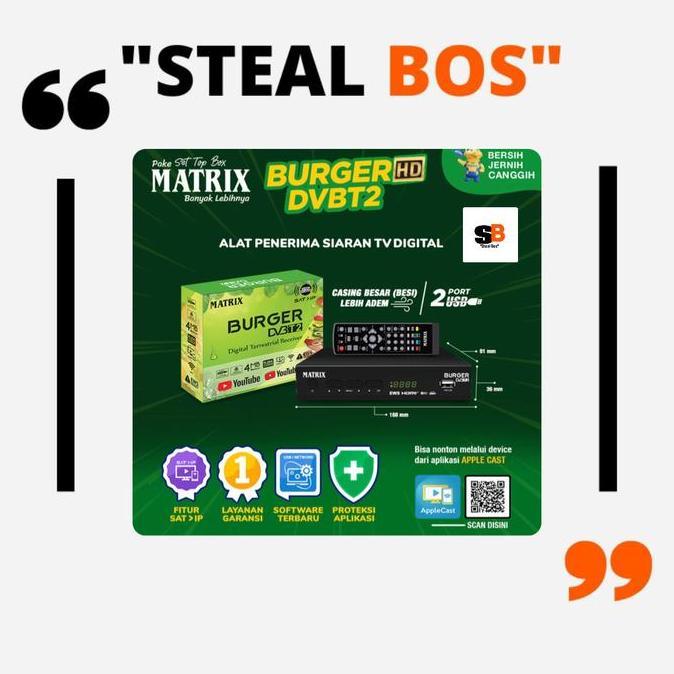 Set Top Box Dvbt2 Receiver Matrix Burger Hijau/Stb Matrix Burger Hijau
