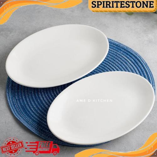 Baru Piring Saji Oval Keramik Putih Bijian Tebal