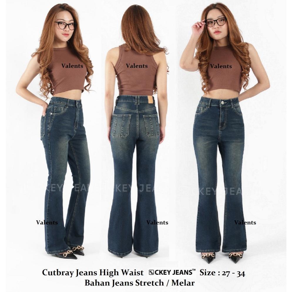 Ckey Cutbray Jeans Wanita Highwaist / Cutbray Jeans Wanita