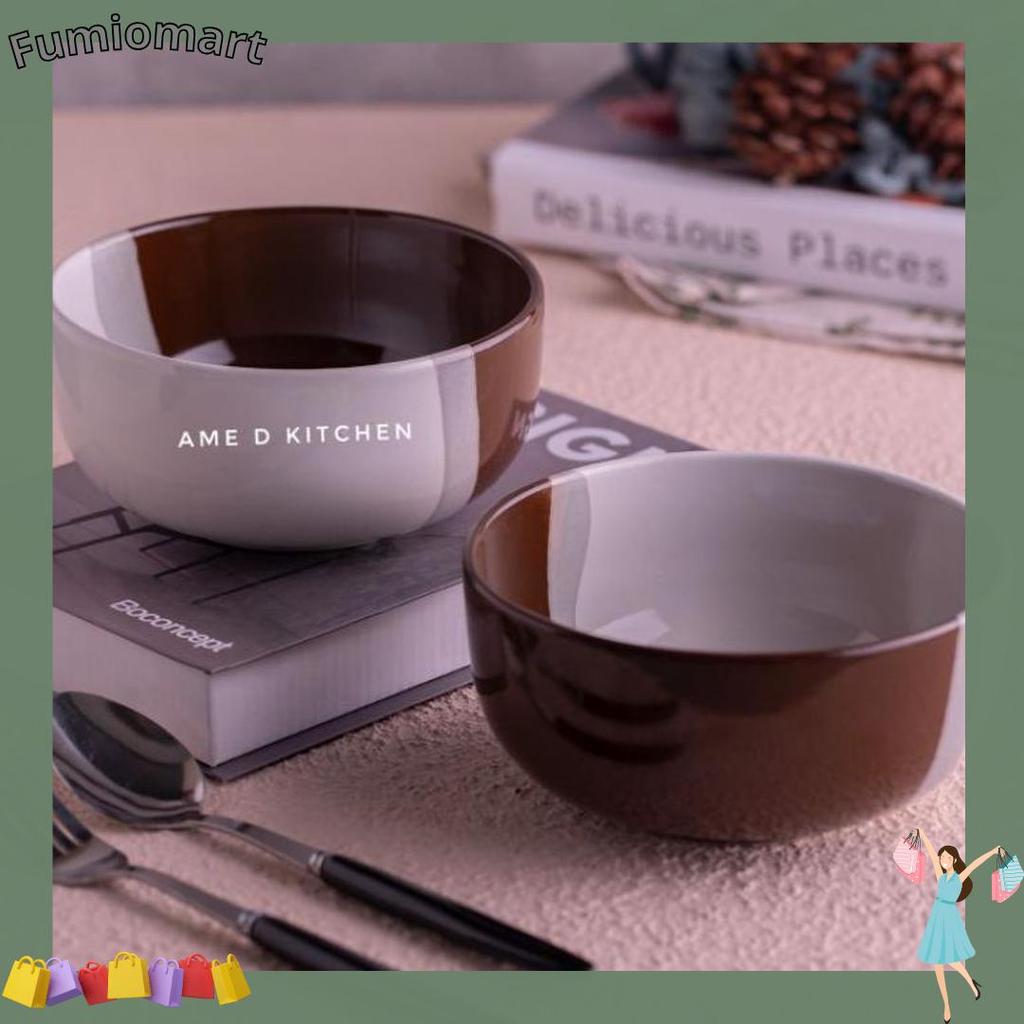 Ready Mangkok Sup Bulat Keramik Two Tone Coklat Tua