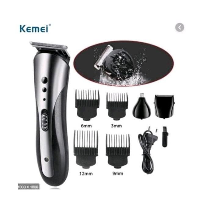Paket Komplit Mesin Cukur Rambut Kumis Jenggot Kemei Km - 1407 / Alat Cukur Rambut Cas 1Set Komplit 