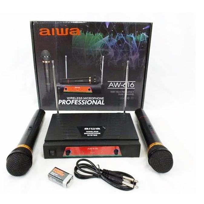 New- Aiwa AW-616 Microphone Wireless Mic Karaoke Tanpa Kabel