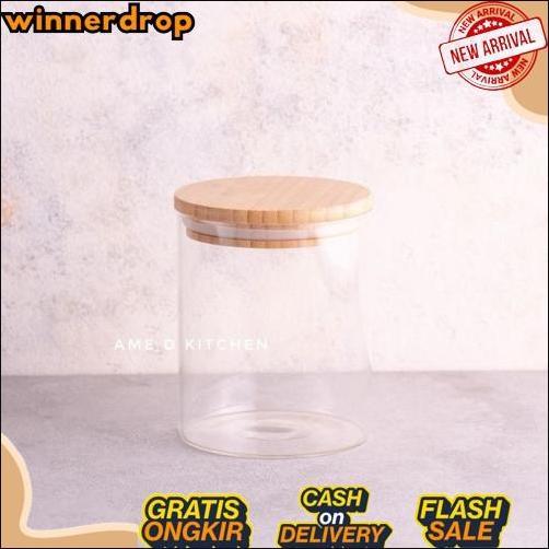 Grosir Toples Bijian Kaca Bening Tutup Kayu Small