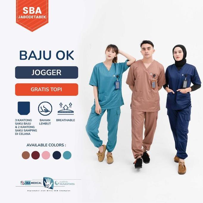 Baju Ok Jogger | Baju Ok Toyobo | Baju Jaga Dokter - Scrub Medis Lengan Pendek