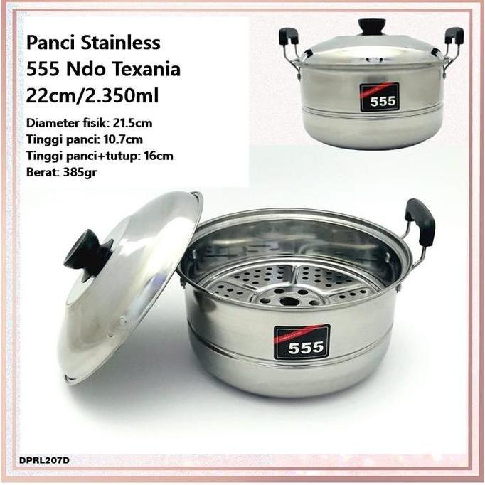Panci Kukus/Steamer Stainless 555 Ndo Texania 22cm