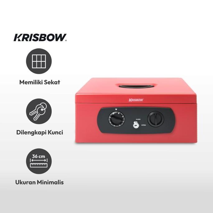 Murah Azko Krisbow Cash Box- Merah Tempat Uang Dengan Kunci Safety Money Storage Box Kotak Uang Kasi