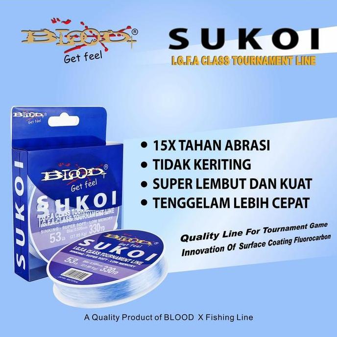 Senar Pancing Super Kuat BLOOD-X Sukoi FluoroCarcon Coated - Biru Laut