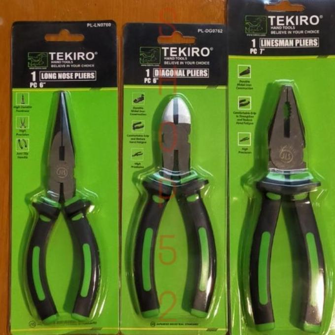 TEKIRO Tang Set 3pcs Tang Potong 6"  Tang Lancip 6" Tang Kombinasi 7" 1 Set isi 3 Macam Tang Origina
