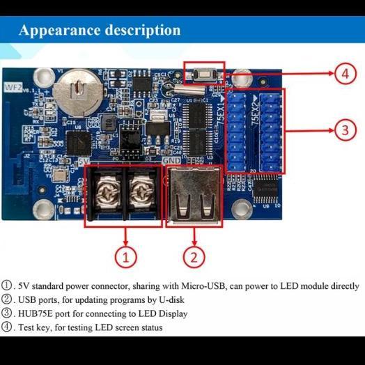HD-WF2 CONTROLLER LED HUIDU WIFI RGB FULL COLOR HDWF2 P10 SMD DIP DLL