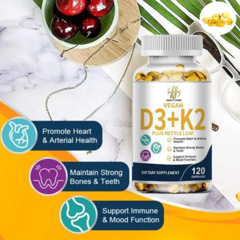 Premium Organic Vitamin D3 5000 Iu + K2 100Mcg 120 Softgel Vit D3K2 5000Iu Original