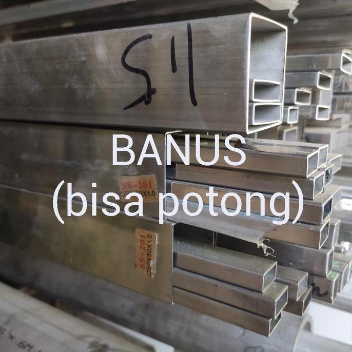 Pipa kotak hollow 304 stainless 1 cm x 2 cm x 1 mm / 10 x 20 x 1 mm