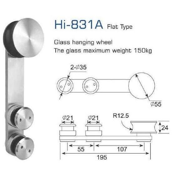 Set Roda Acc Pintu Kaca Sliding Frameless Glass Door Bracket Ke Kaca