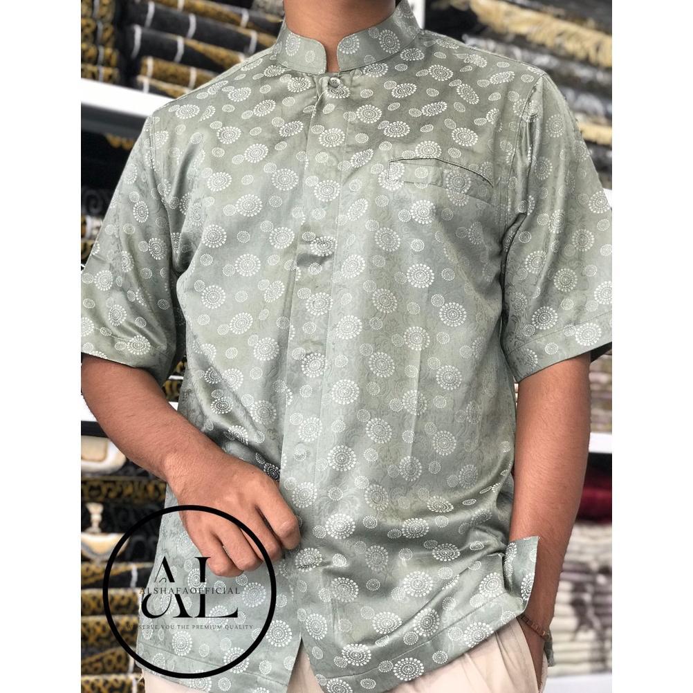 Baju Koko DL/Baju Koko Pria Lengan Panjang & Pendek Bahan Katun Korea Warna Hijau Sage