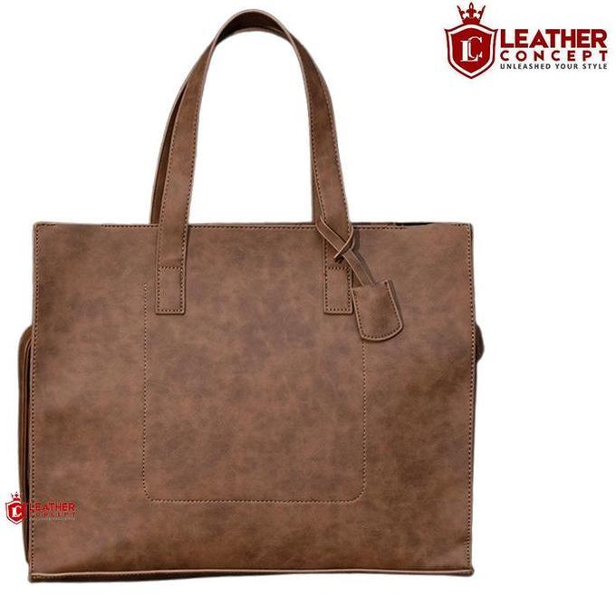 Tote bag Tas Selempang Kulit Tas Kulit Pria Tas Kerja Pria VOSCA KHAKI kantong totebag