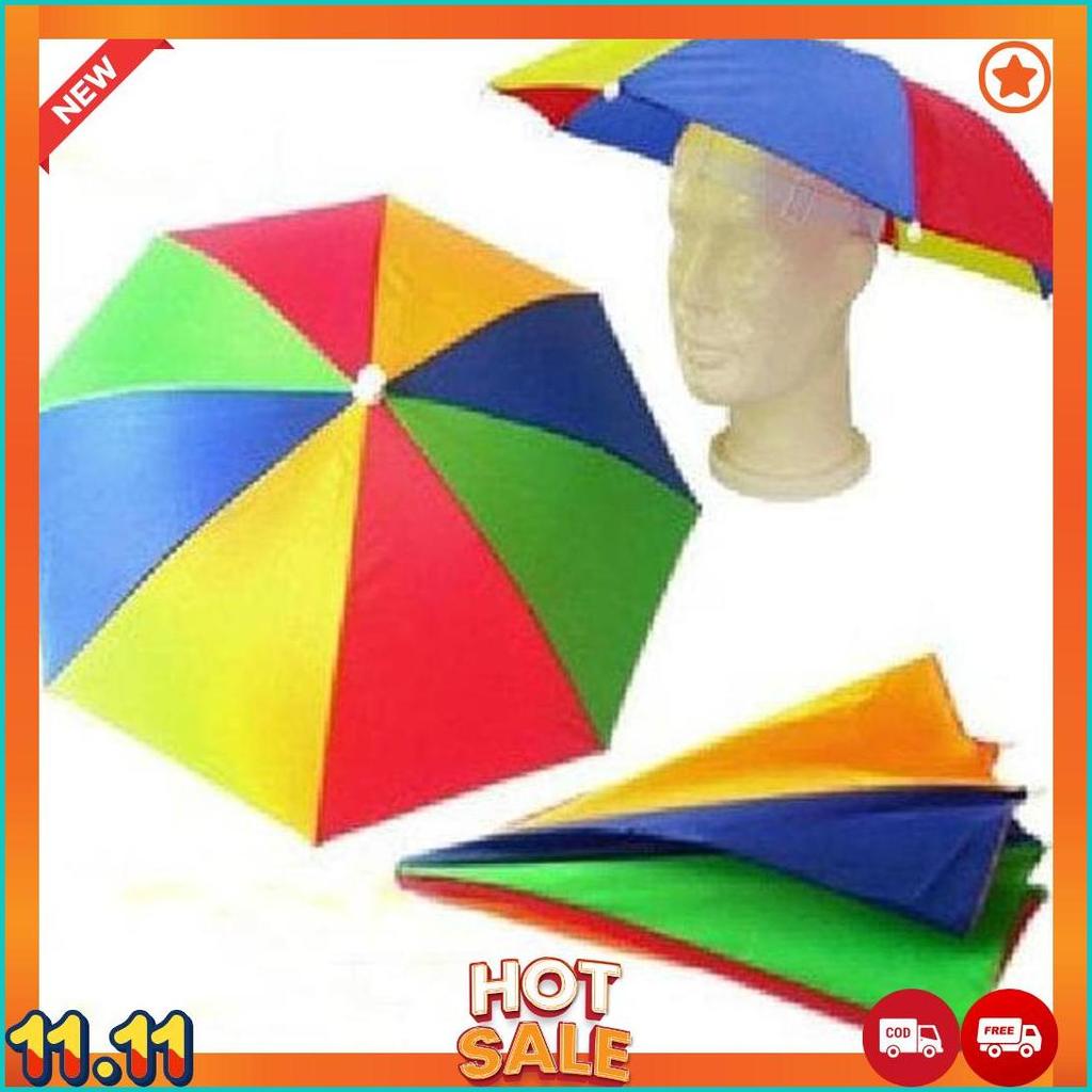 Ikiloshop Topi Payung Besar Headband Umbrella Hat Topi Mancing Dewasa Golf Unik Outdoor Cod [H3]
