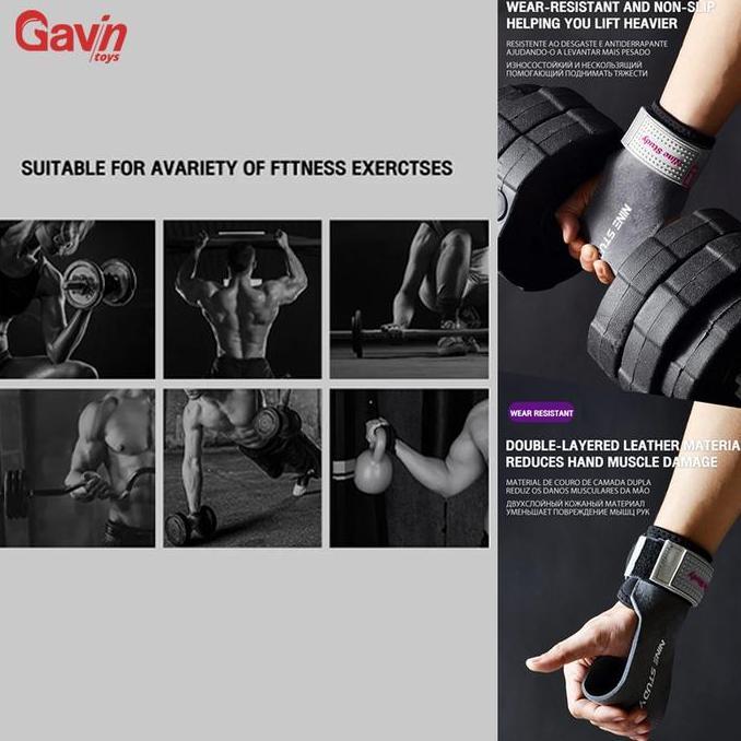 Gym Strap Kulit - Gym Leather Hand Strap Anti Slip - Hand Protector Fitness - Nine Study