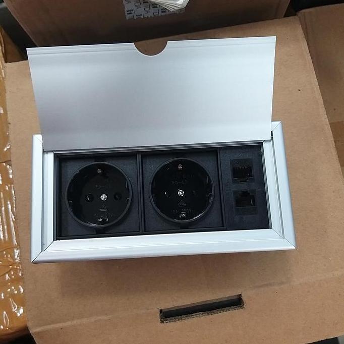 Promo STOP KONTAK MEJA 2 POWER 2 LAN CAT 6 Diskon