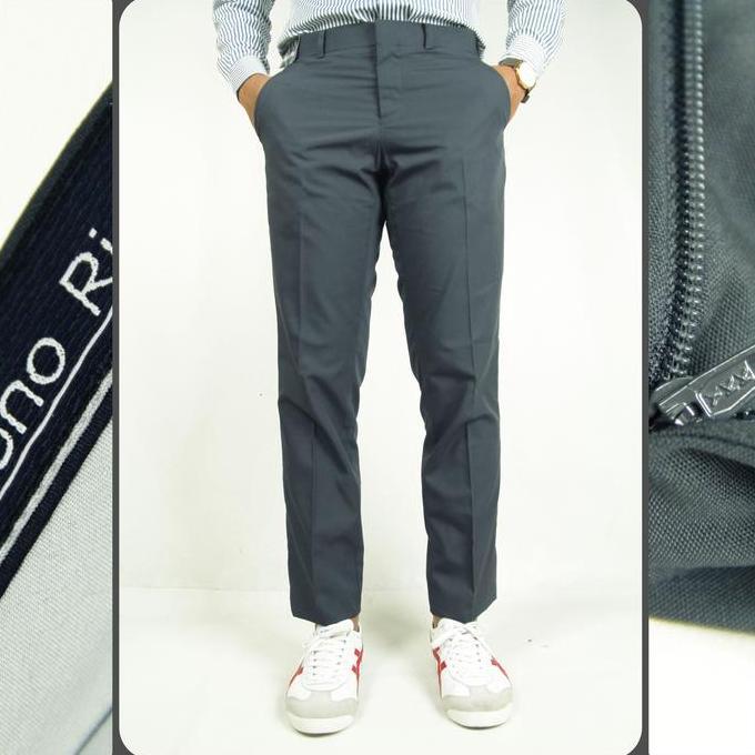 Celana Formal Pria Bruno Rigari Slim Fit Abu-abu Tua | Celana Bahan